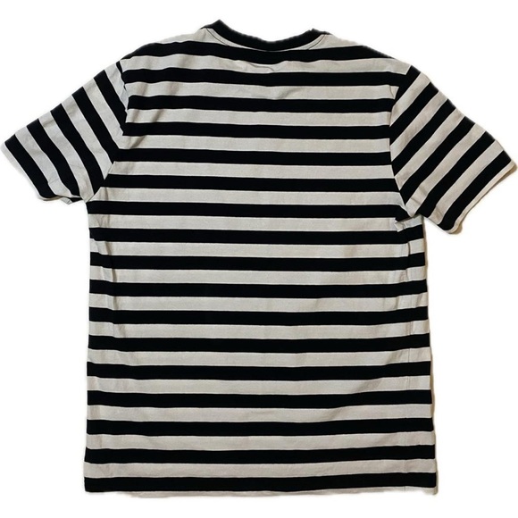 Black and white striped cotton T-shirt Sz M - Picture 2 of 6